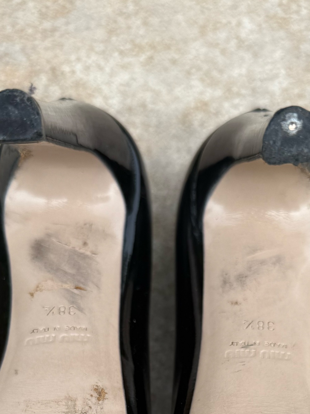 Miu Miu Black Patent Peep-Toe Stiletto Pumps - Picture 16 of 16